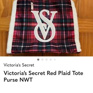 Victoria's Secret Red and Black Plaid Tote